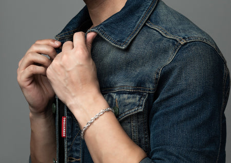 Intertwined Rope Sterling Silver Link Bracelet For Men By Orionz Jewels