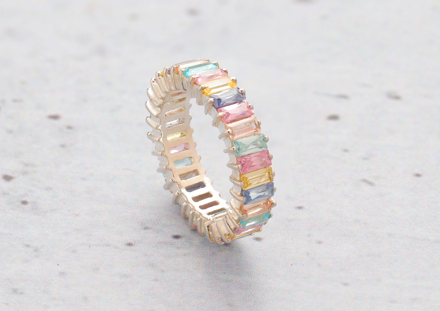 Buy Luminous Multicolour Eternity Silver Ring Online Now