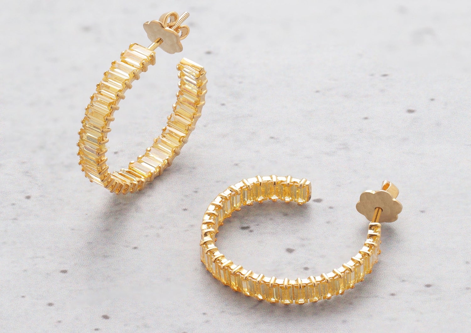 18KT Gold Plated Sara CZ Hoop Earrings – Atulya Jewellers