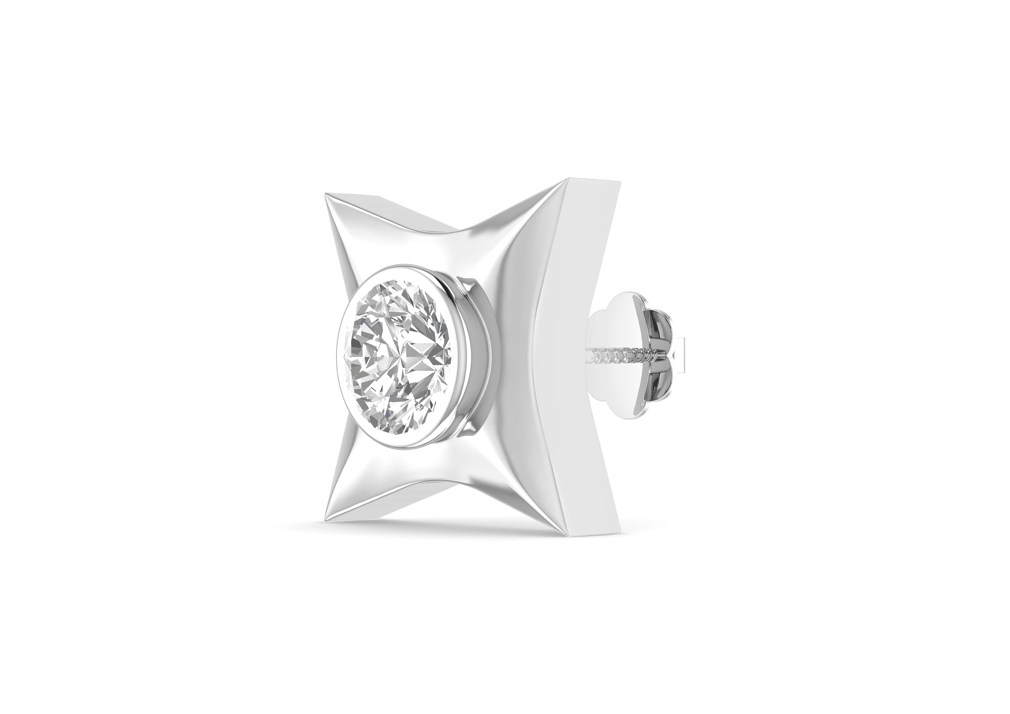 Concaved Quad Bezel Men's Silver Ear Stud Orionz Jewels
