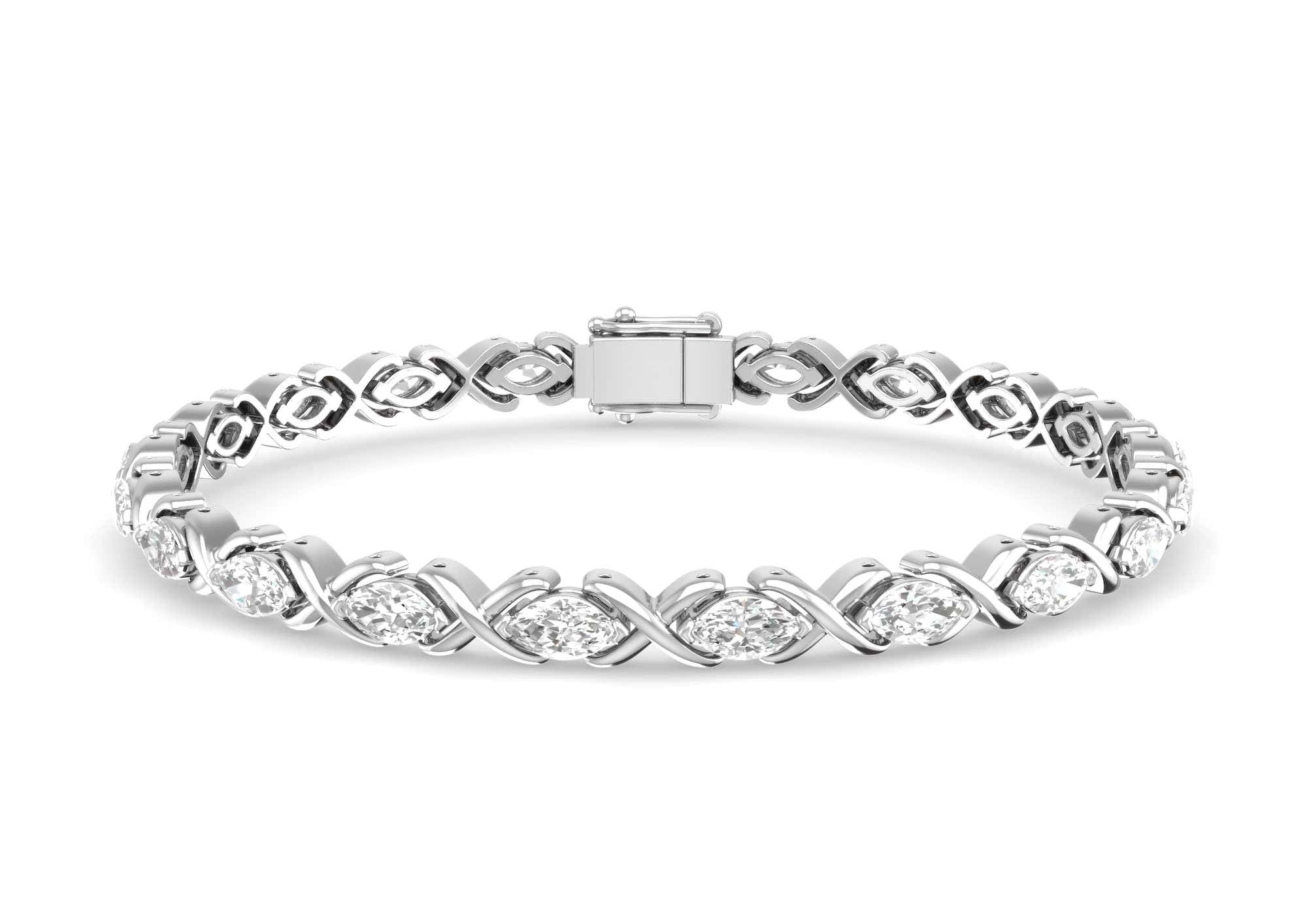 Pillow Bezel Set Diamond Tennis Bracelet In 14K 18K Or Platinum