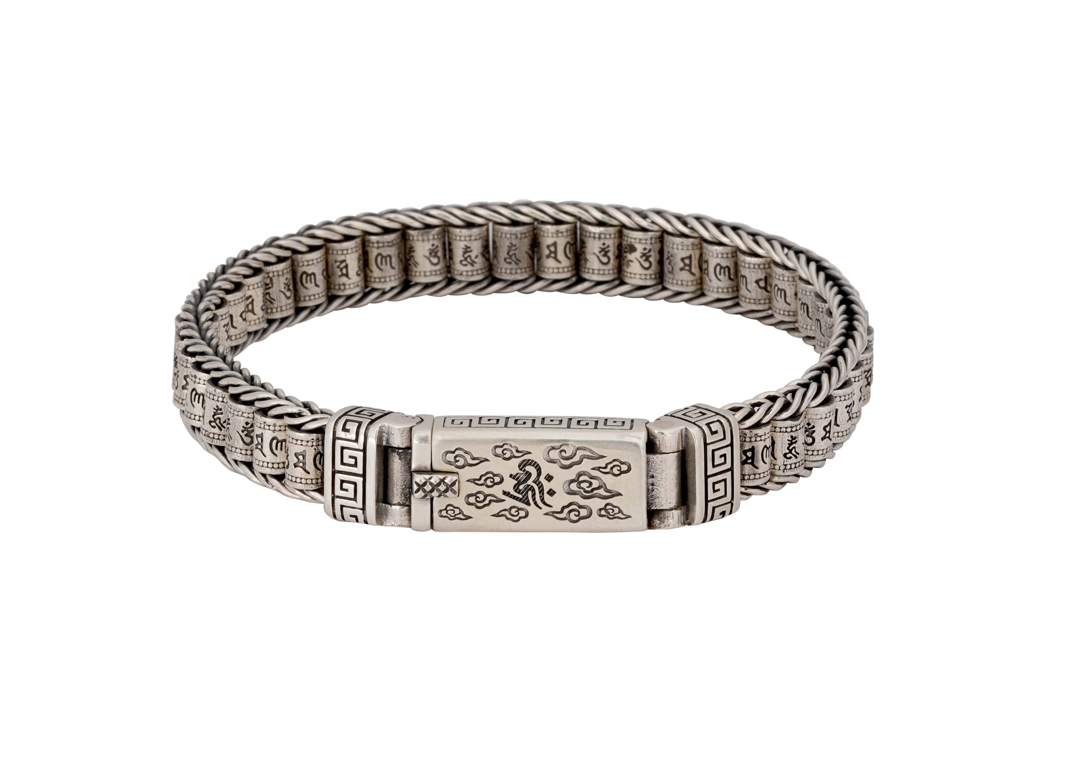 Revolving Om Barrel Sterling Silver Mens Bracelet By Orionz Jewels