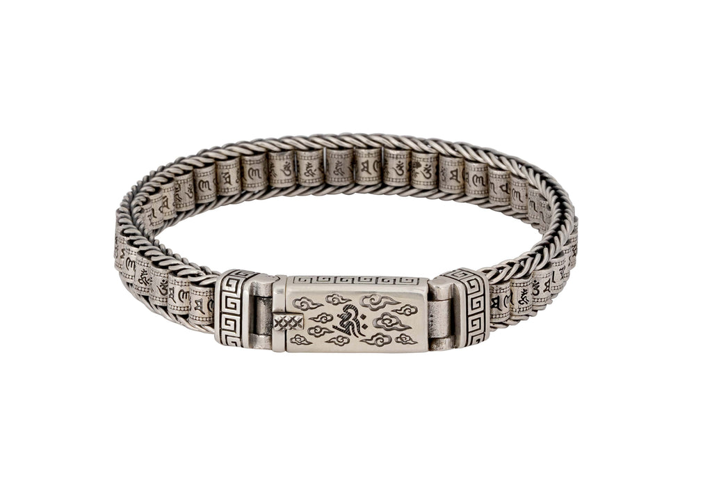 Revolving Om Barrel Sterling Silver Mens Bracelet By Orionz Jewels