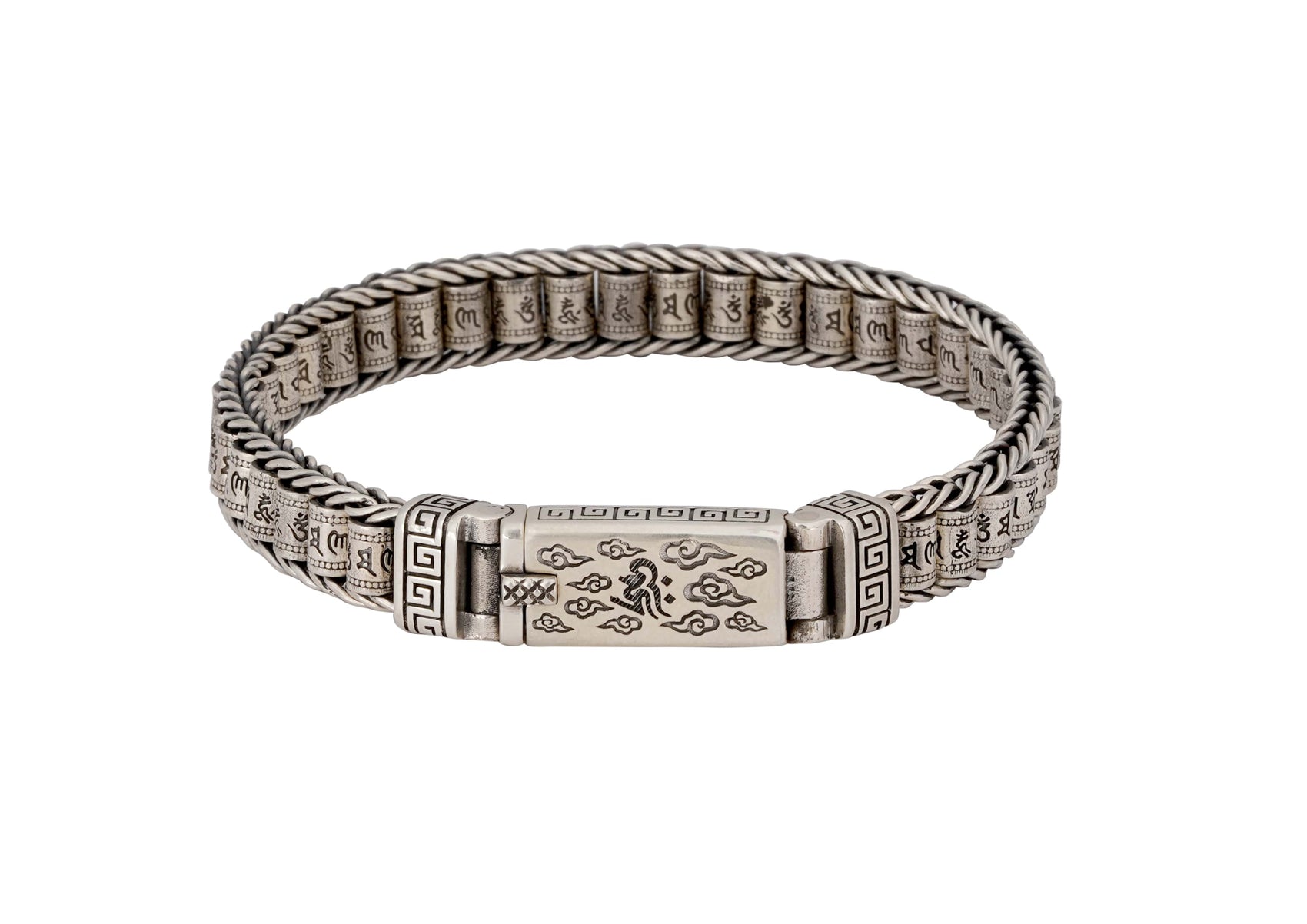 Revolving Om Barrel Sterling Silver Mens Bracelet By Orionz Jewels