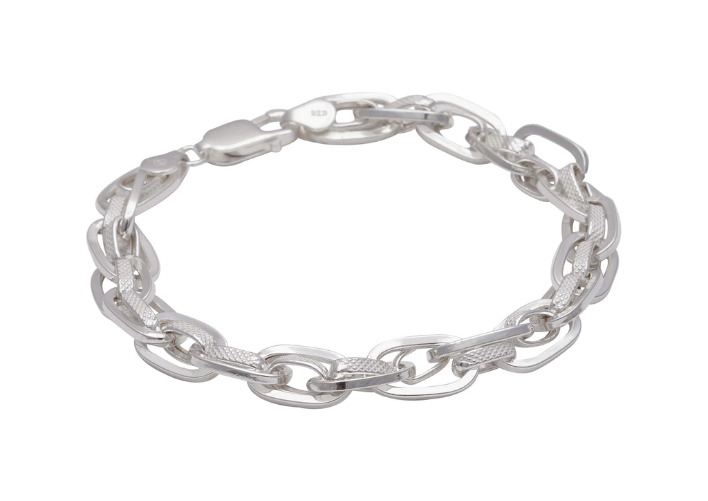 Textured Dual Link Silver Bracelet For Men By Orionz Jewels