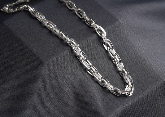 Textured Dual Link 925 Silver Chain For Men By Orionz Jewels