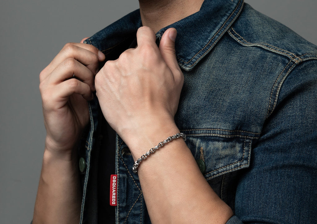 The Modern Monk Oxidised Silver Swastik Bracelet For Men By Orionz Jewels