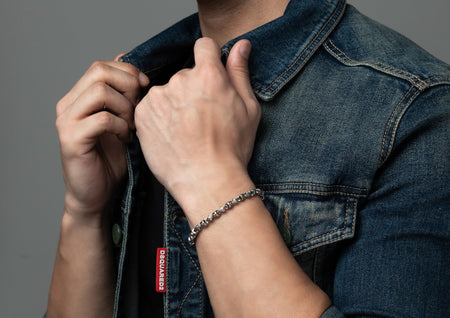The Modern Monk Oxidised Silver Swastik Bracelet For Men By Orionz Jewels