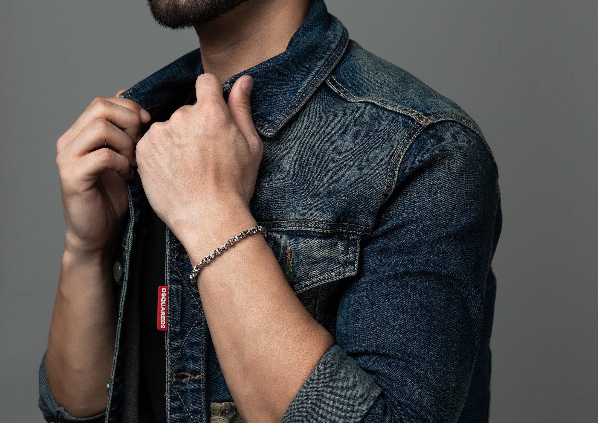 The Modern Monk Oxidised Silver Swastik Bracelet For Men By Orionz Jewels