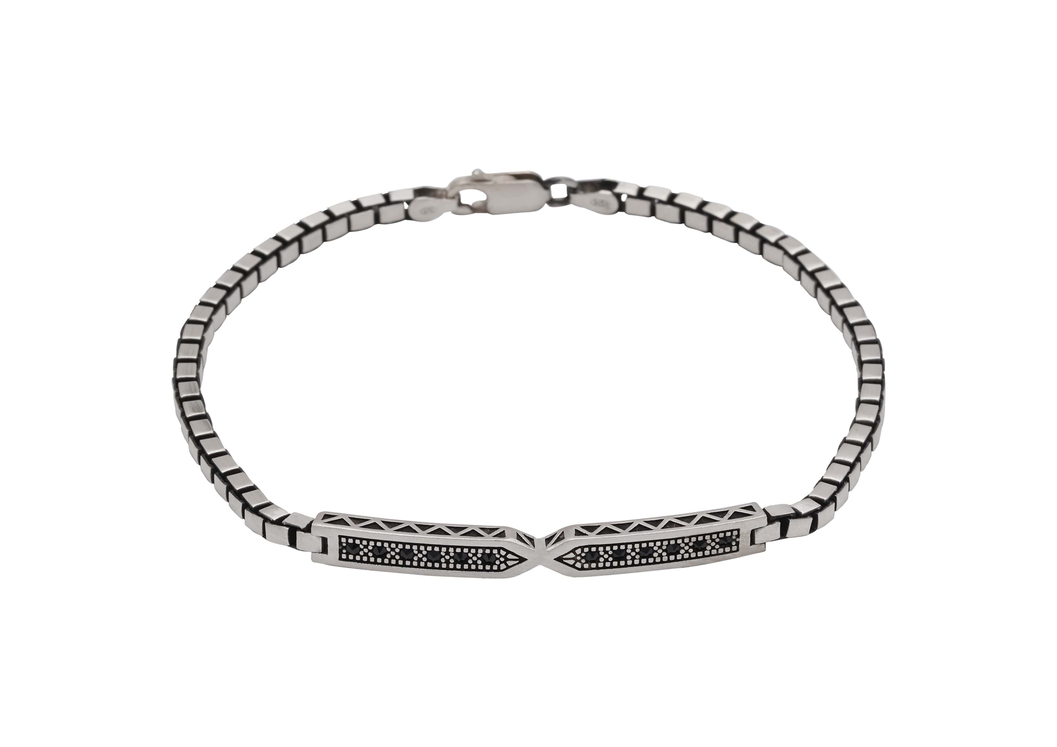 Towering Box Sterling Silver Link Bracelet For Men By Orionz Jewels