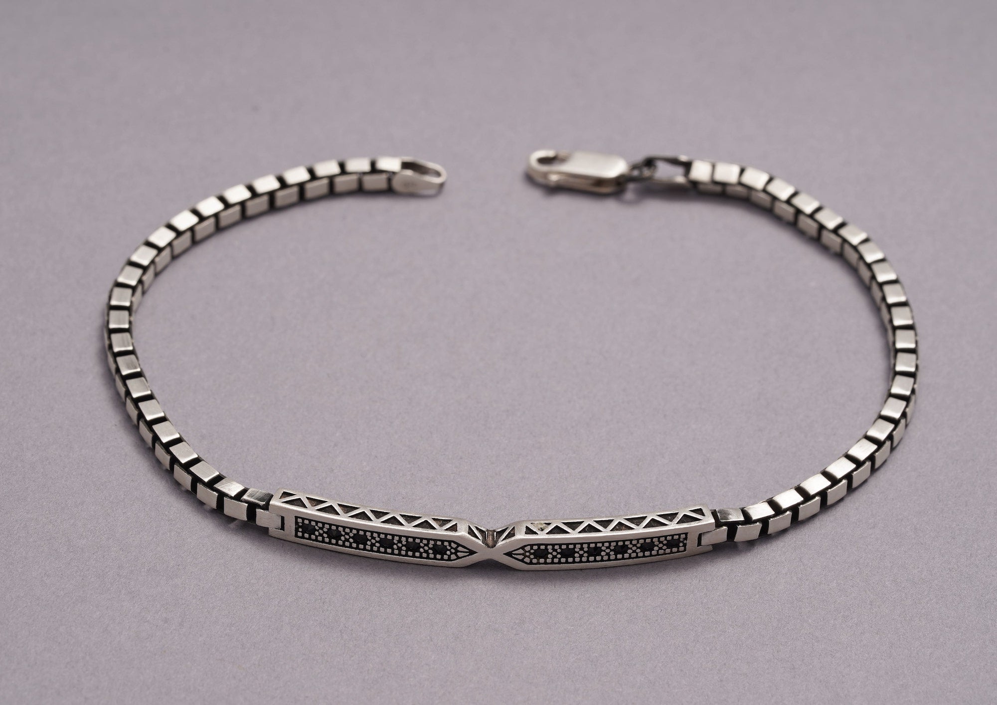 Towering Box Sterling Silver Link Bracelet For Men By Orionz Jewels