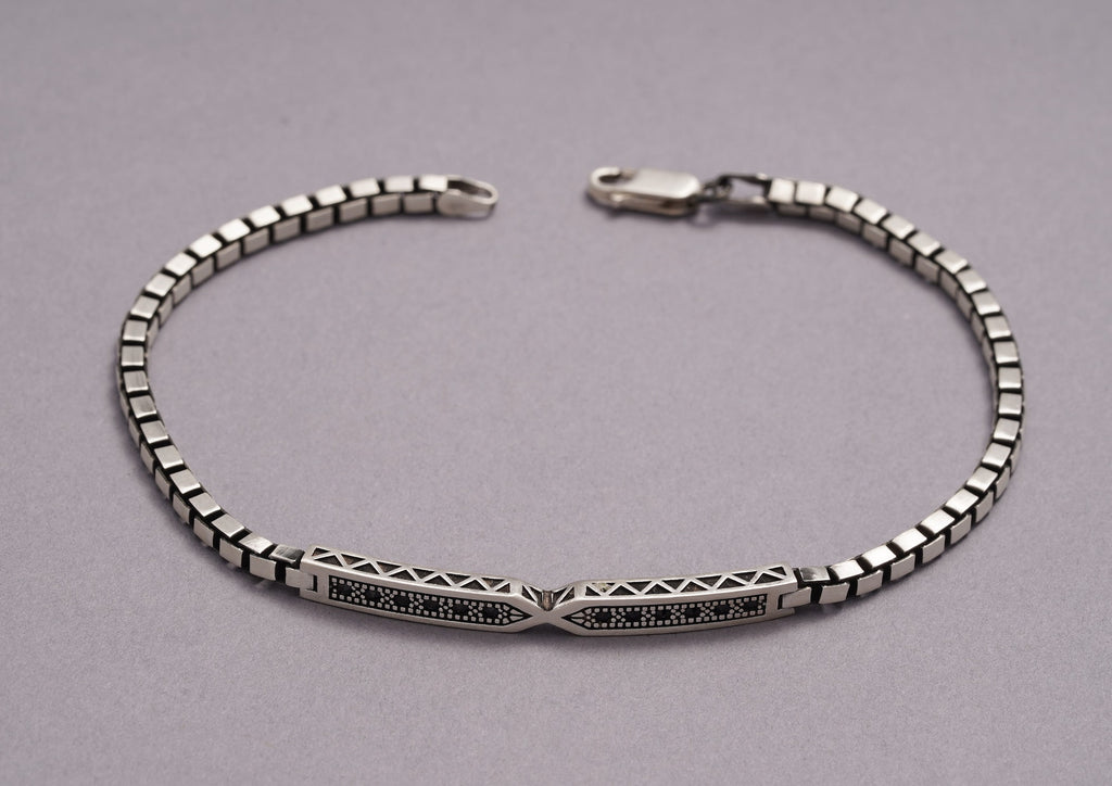 Towering Box Sterling Silver Link Bracelet For Men By Orionz Jewels