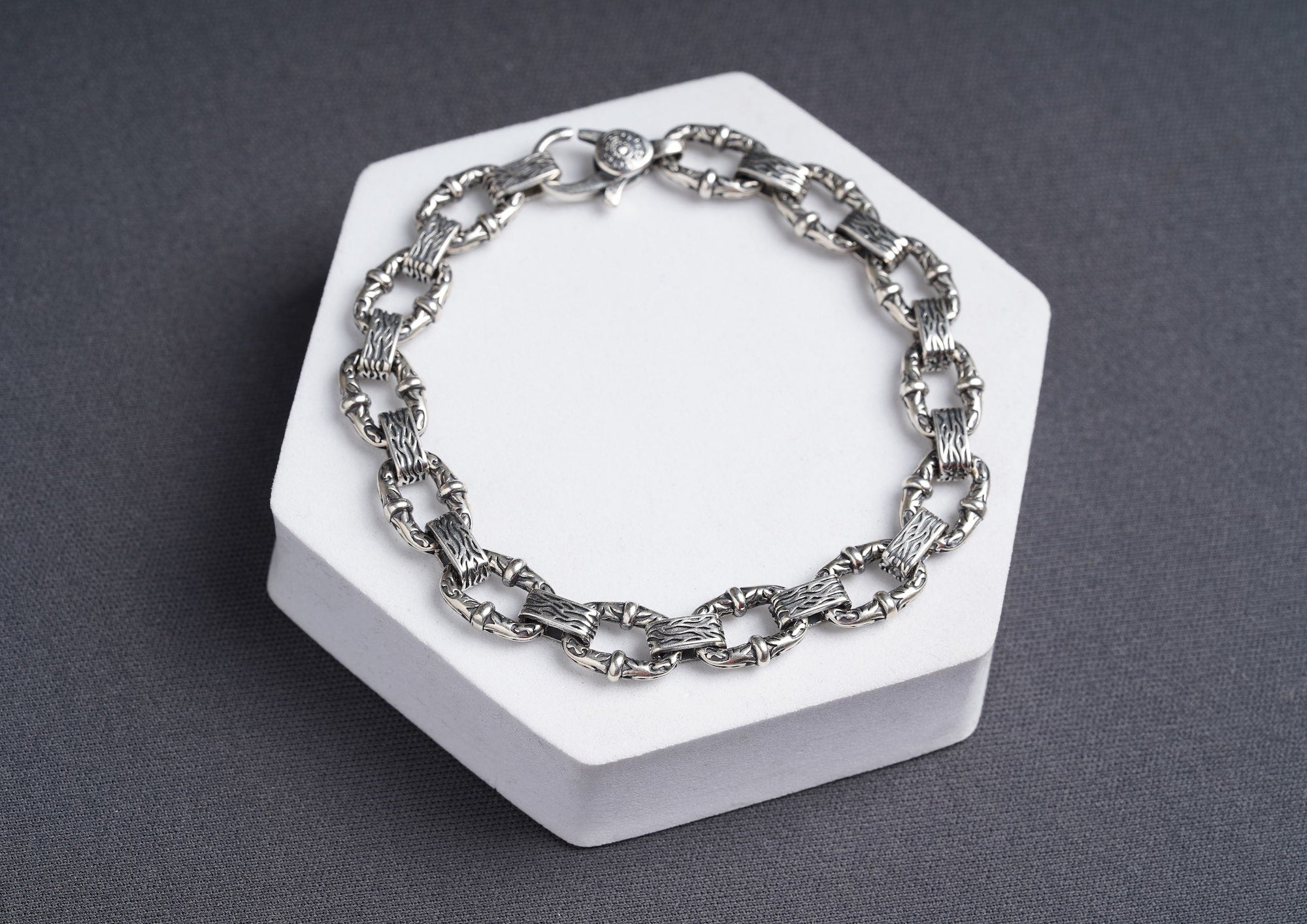 Contemporary Men's Bracelet – Metallic Bead Chain Design with Ornament –  Urban.Jewelry